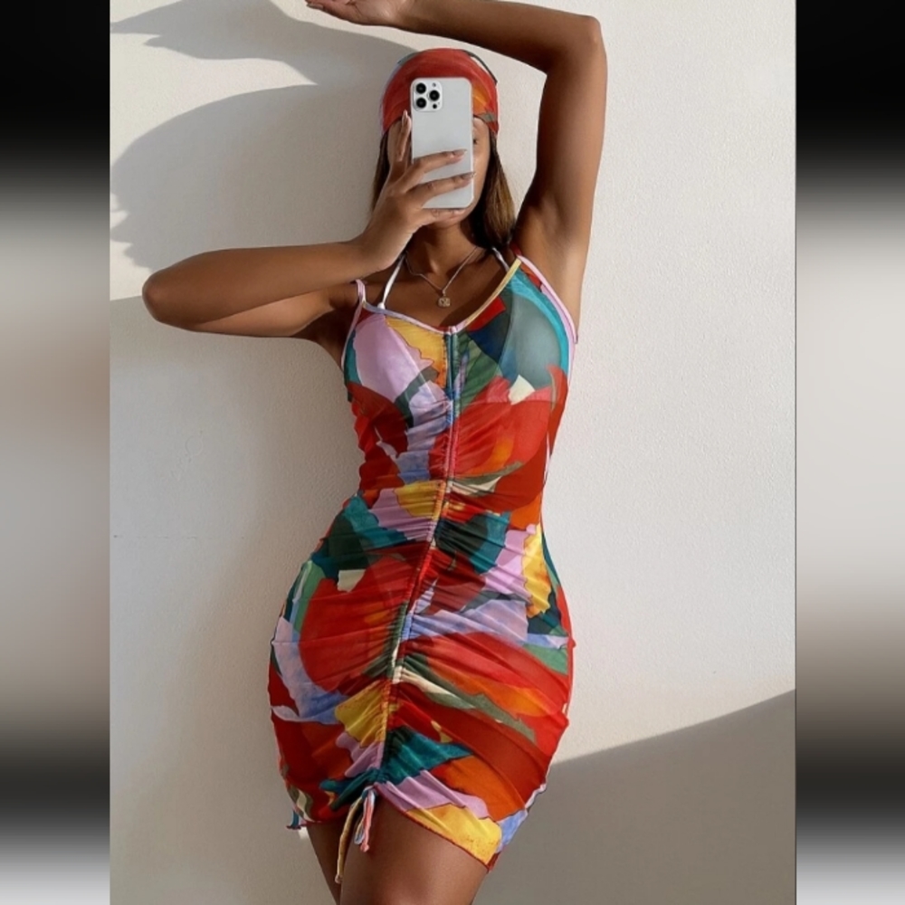 COLORBLOCK sheer mini dress - Picture 3 of 8
